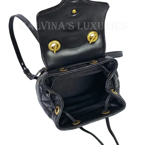 GUCCI BAG 777253 GG MARMONT LOGO BACKPACK BLACK QUILTED LEATHER - Picture 12 of 16